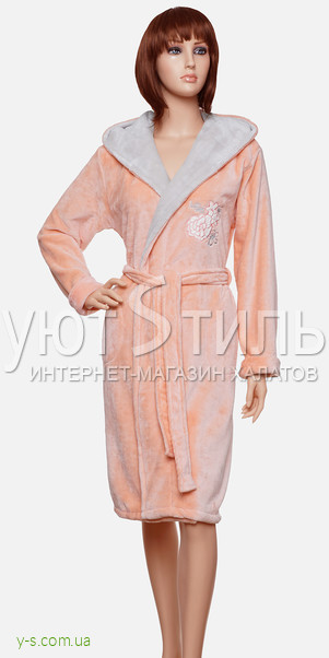 Халат женский пушистый BE1206 персиковый цвет