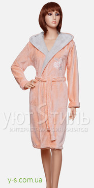 Халат женский пушистый BE1206 персиковый цвет