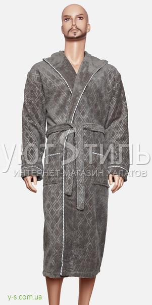 Бамбуковый мужской халат с капюшоном BE1307 оливковый цвет