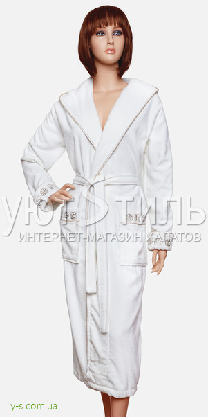 Халат махровий жіночий з бавовни білого кольору BE2111