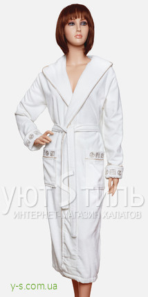 Халат махровий жіночий з бавовни білого кольору BE2111