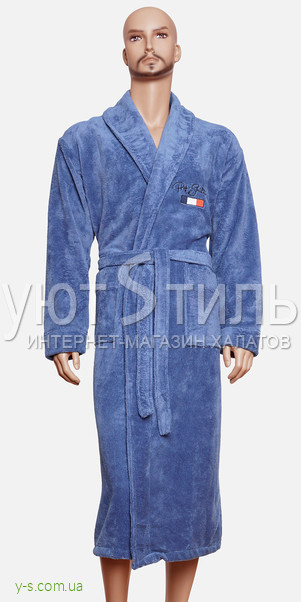 Блакитний бамбуковий халат для чоловіка BE2205