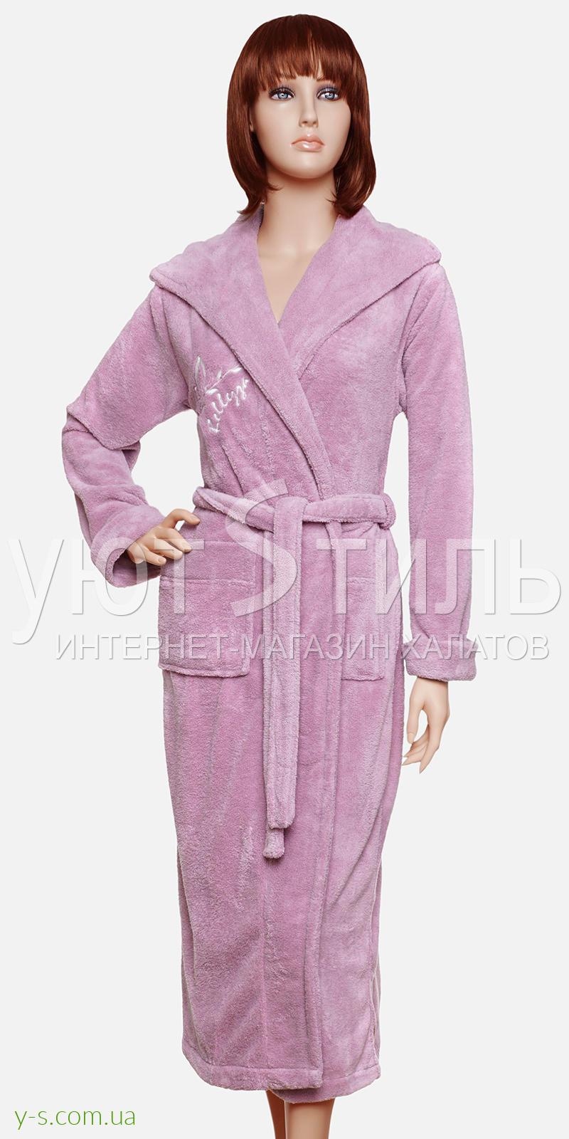 Жіночий пухнастий халат рожевого кольору BE3011