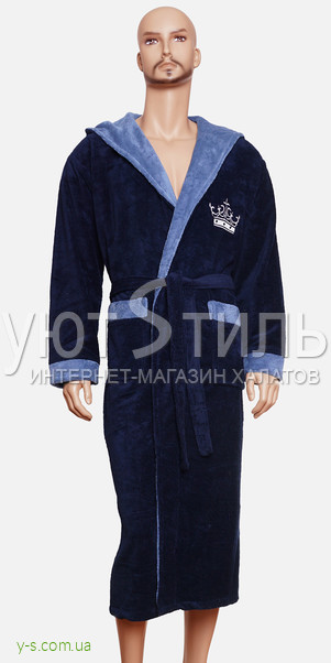 Синій бамбуковий халат для чоловіка BE6003