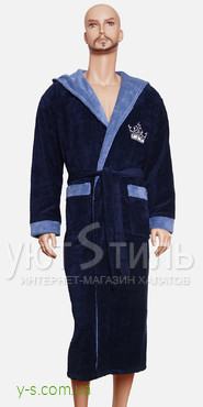 Синій бамбуковий халат для чоловіка BE6003