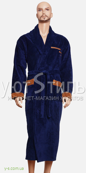 Бамбуковый мужской халат синего цвета BE6202