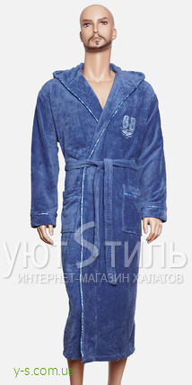 Блакитний бамбуковий халат для чоловіка BE9023