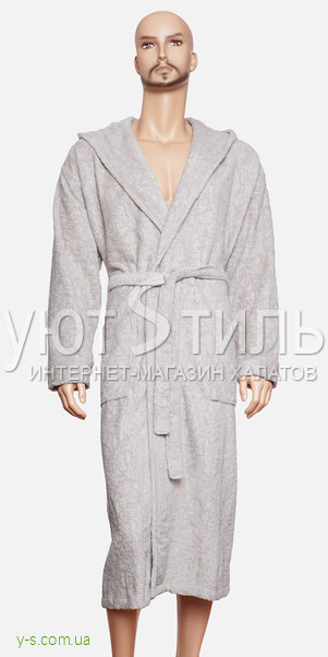 Бамбуковий халат сіро-бежевого кольору BE9038