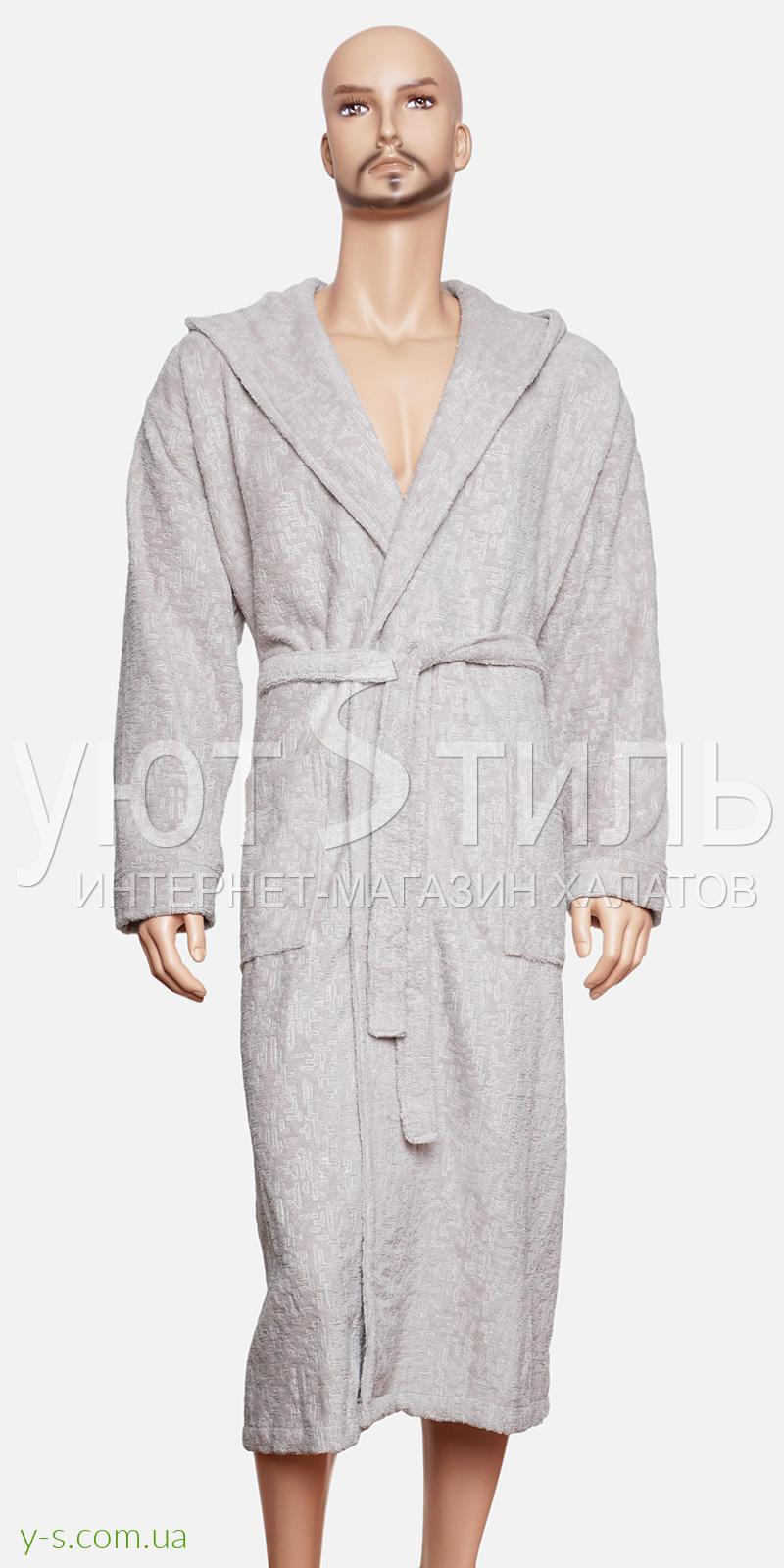 Бамбуковий халат сіро-бежевого кольору BE9038