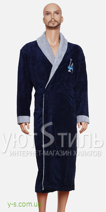 Бамбуковий халат синього кольору BE9039
