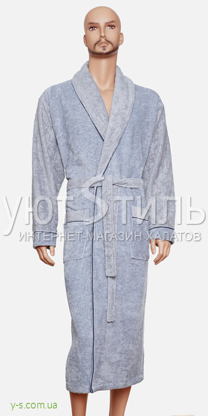 Бамбуковий чоловічий халат блакитного кольору BE9043