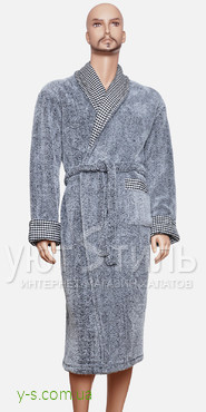 Мужской пушистый халат CN1525 серый цвет
