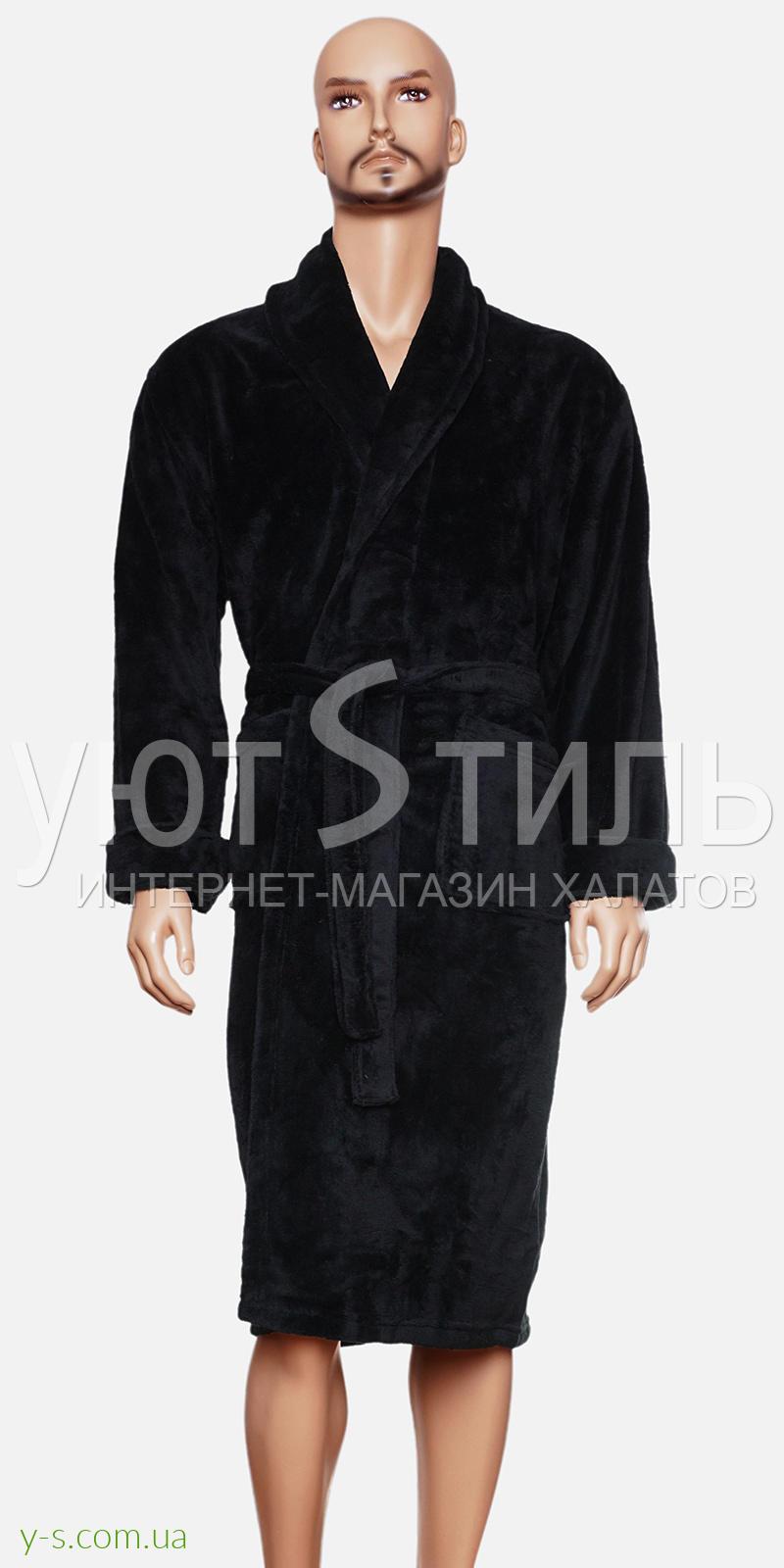 Мужской пушистый халат черного цвета CN5325