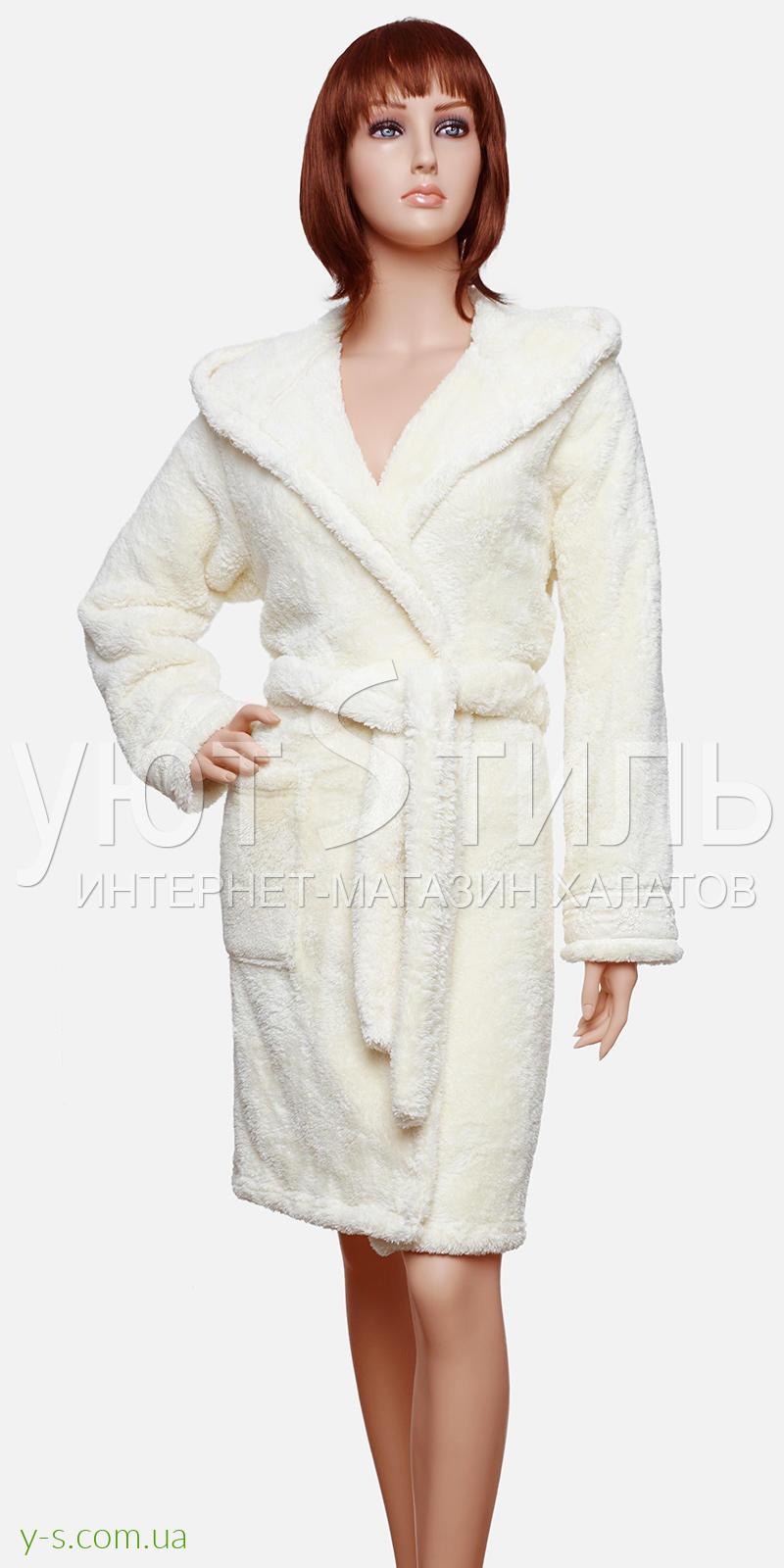 Женский халат с капюшоном CN7115 кремовый цвет