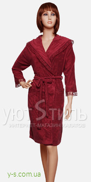Женский халат бордового цвета EA9216