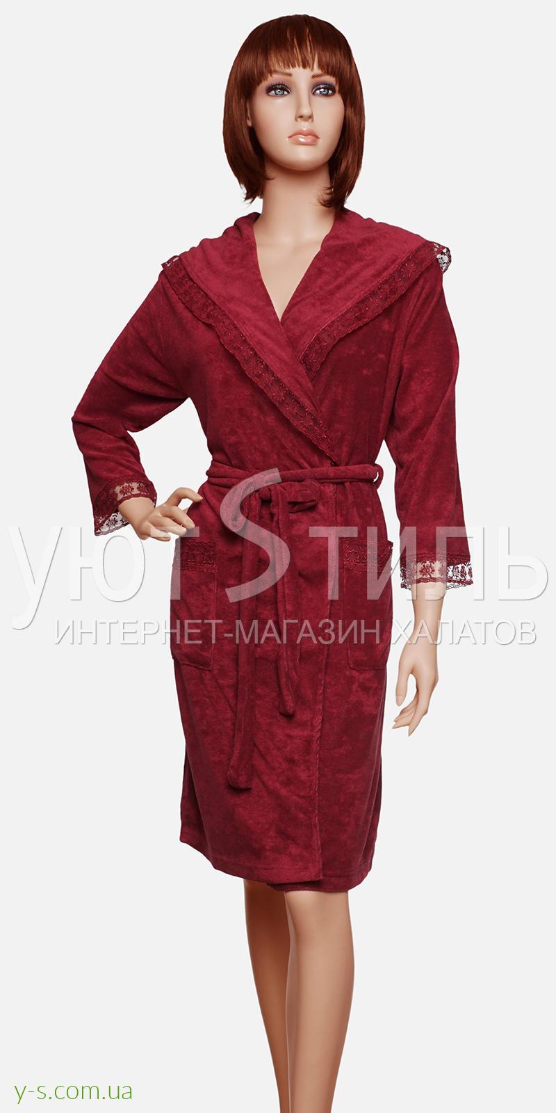 Женский халат бордового цвета EA9216