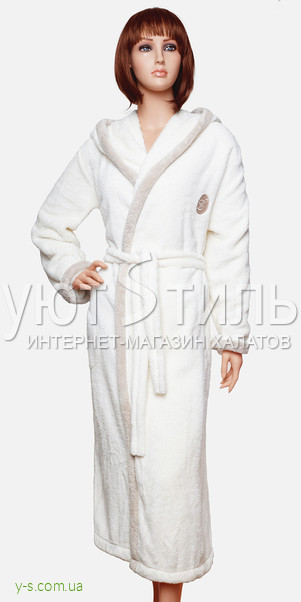 Женский пушистый халат LL2015 молочный цвет