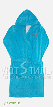 Подростковый махровый халат NA1714 с вышивкой для девочек