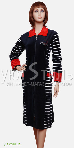 Женский домашний велюровый халат на молнии RL2001