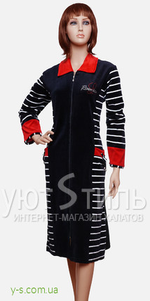 Женский домашний велюровый халат на молнии RL2001