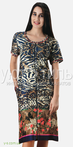 Халат легкий с коротким рукавом тигровая раскраска RL5478