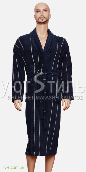 Чоловічий халат з бавовни синій колір RS2129