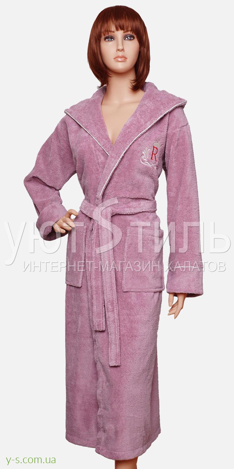 Жіночий халат рожевого кольору з бавовни RS2133