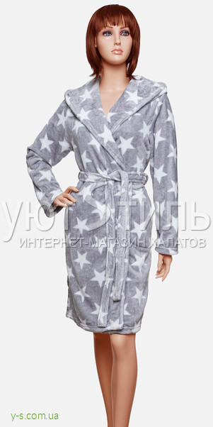 Женский халат со звездами VA0723 серый цвет