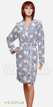 Женский халат со звездами VA0723 серый цвет