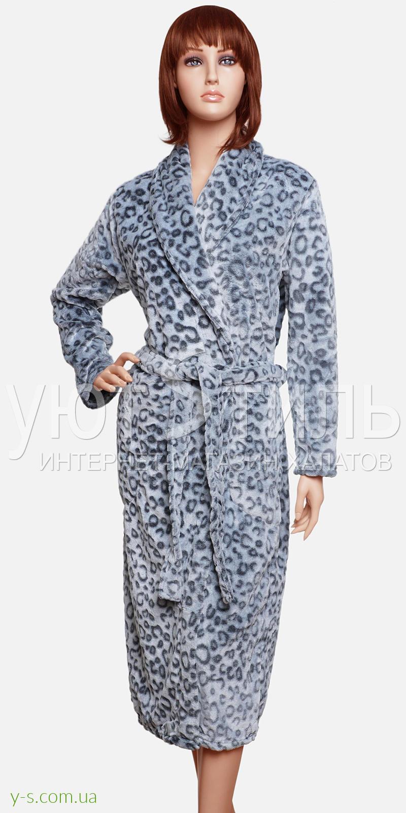 Мягкий женский халат леопардовой раскраски VA2143