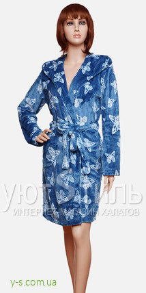 Жіночий халат з метеликами VA4933 синього кольору