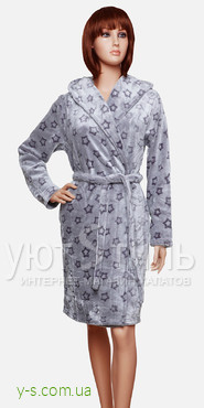 Женский пушистый халат со звездами VA6205