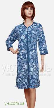 Трикотажный женский халат на молнии VA6512