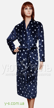 Женский халат со звездами VA6933 темно-синего цвета
