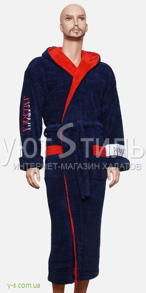 Мужской пушистый халат WM1737 с вышивкой 
