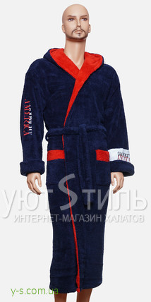Мужской пушистый халат WM1737 с вышивкой 