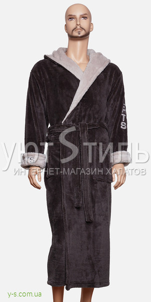 Мужской пушистый халат WM1902 с надписью 