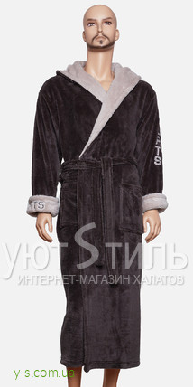 Мужской пушистый халат WM1902 с надписью 