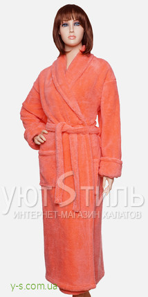 Пухнастий жіночий халат WM2002 довгий, без капюшона